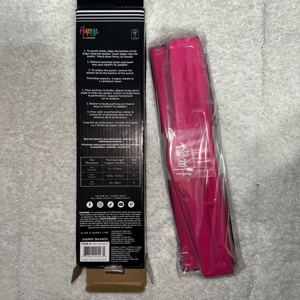 Happy Planner Big Paper Punch in Pink and Black - Picture 3 of 3